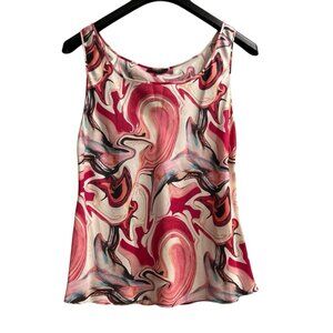 MM LaFleur New York Tank Top Womens M Colorful Silk Watercolor Cami Quiet Luxury